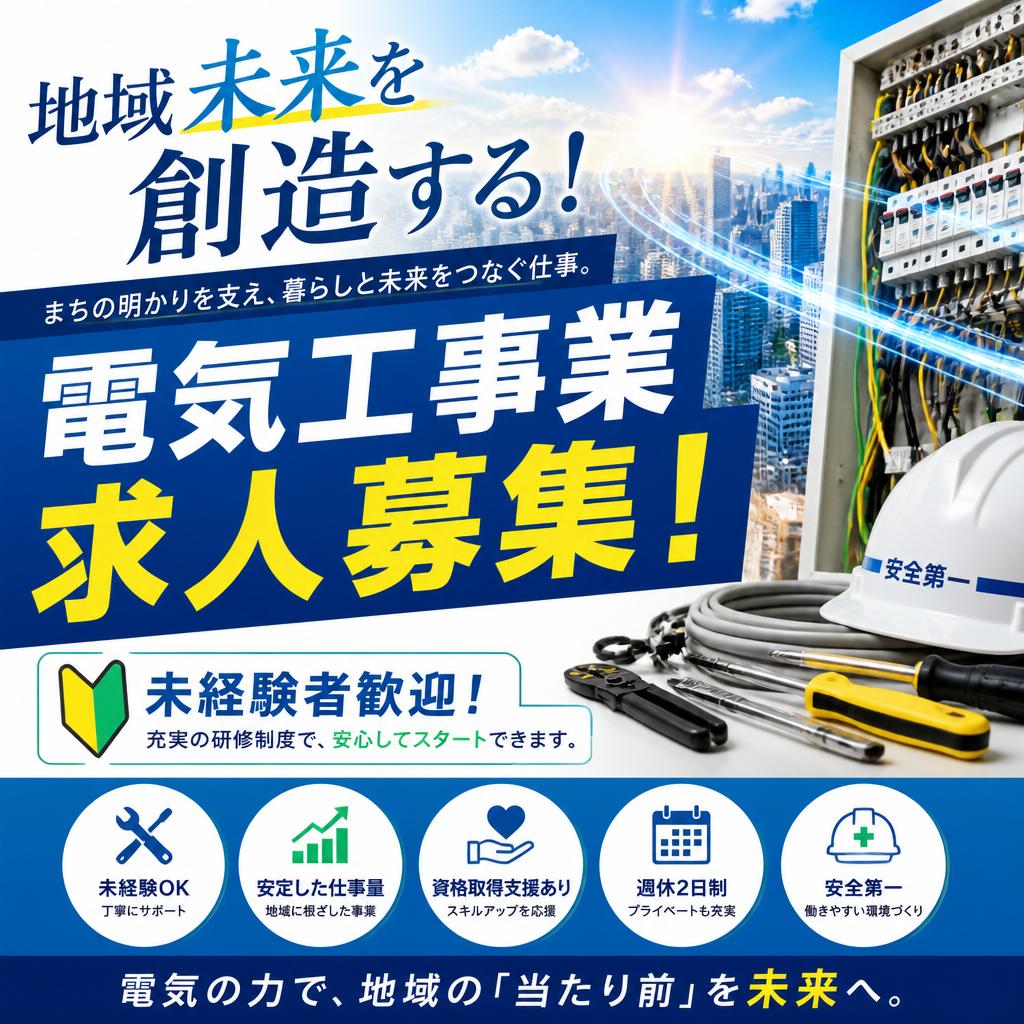 地域未来を創造する！未経験者歓迎の電気工事業求人