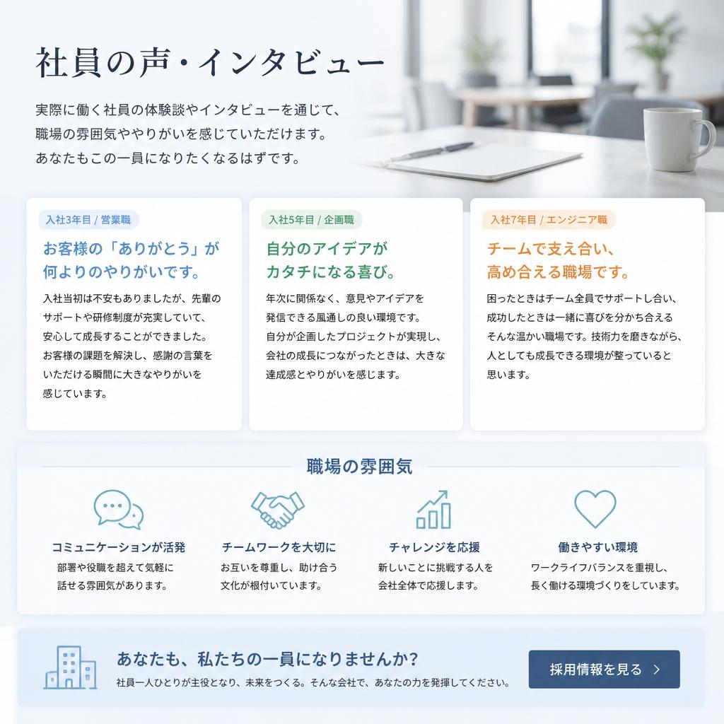 社員の声を通じて知る職場の雰囲気