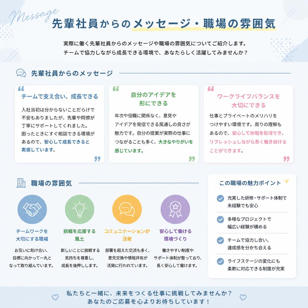 先輩社員の声と働く環境