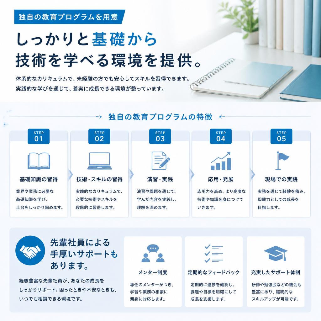 未経験者でも安心の教育体制