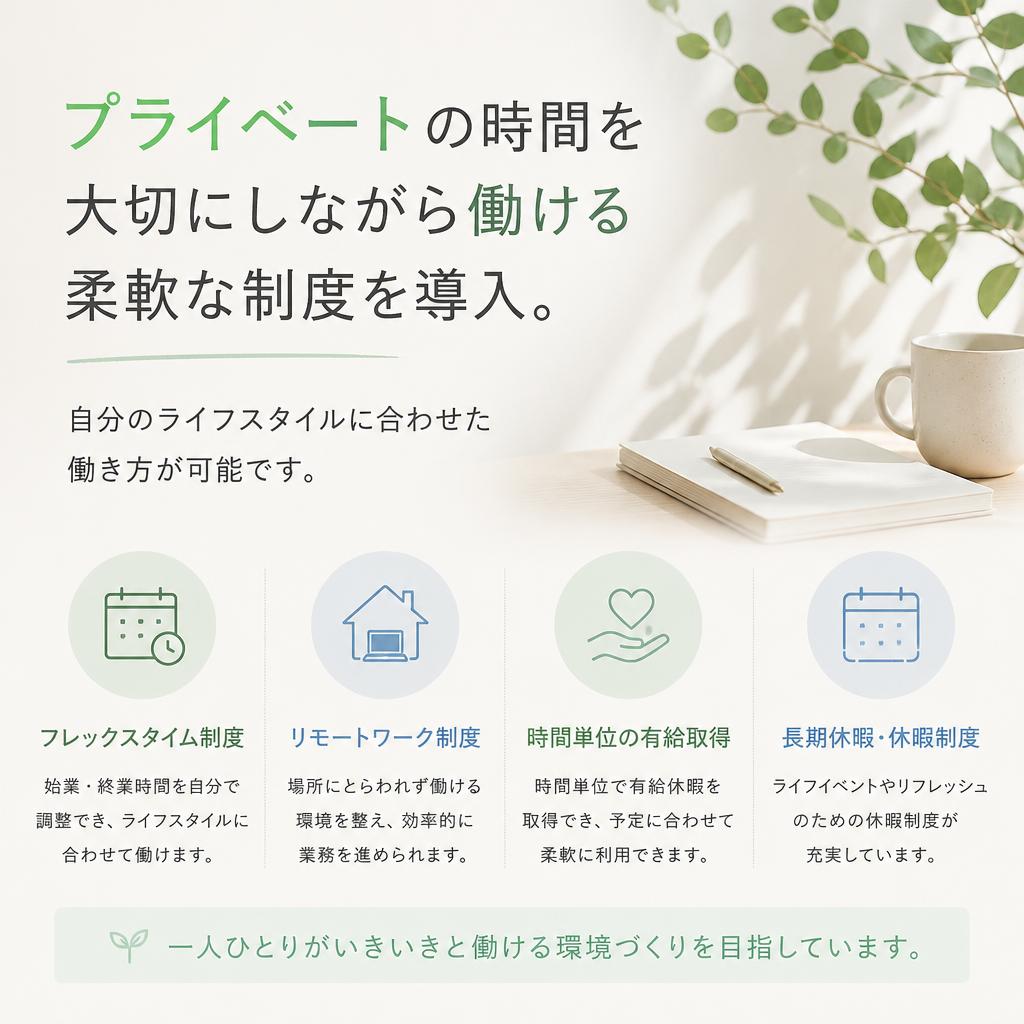 柔軟な働き方でライフスタイルに合わせる