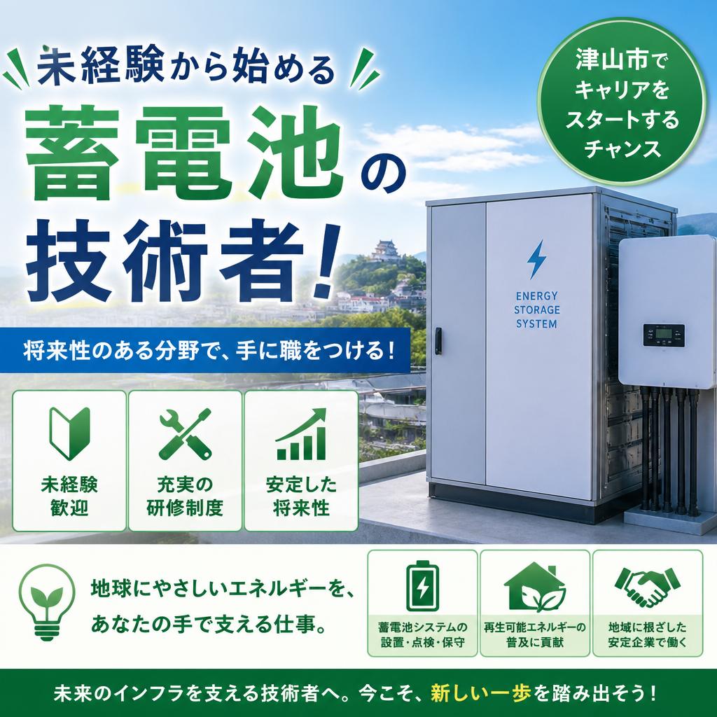未経験から始める蓄電池の技術者！津山市でキャリアをスタートするチャンス