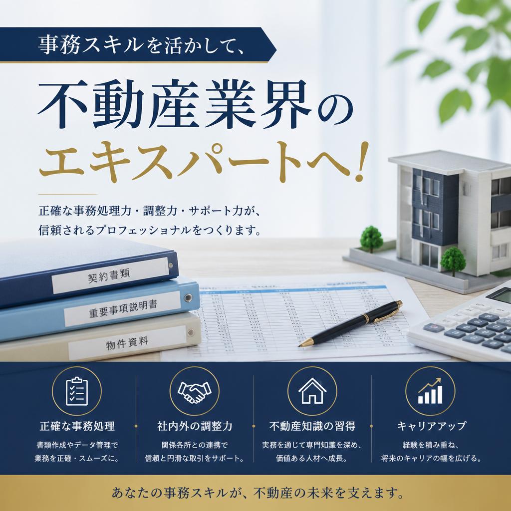 事務スキルを活かして、不動産業界のエキスパートへ！
