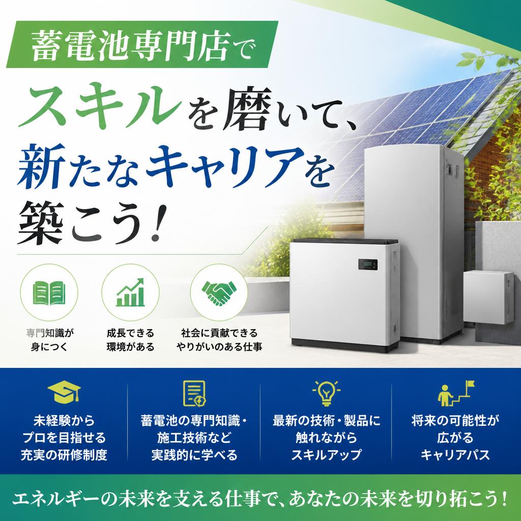 津山市の蓄電池専門店でスキルを磨いて、新たなキャリアを築こう！