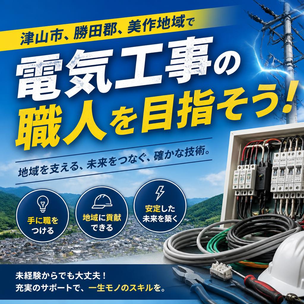 津山市、勝田郡、美作地域で電気工事の職人を目指そう！
