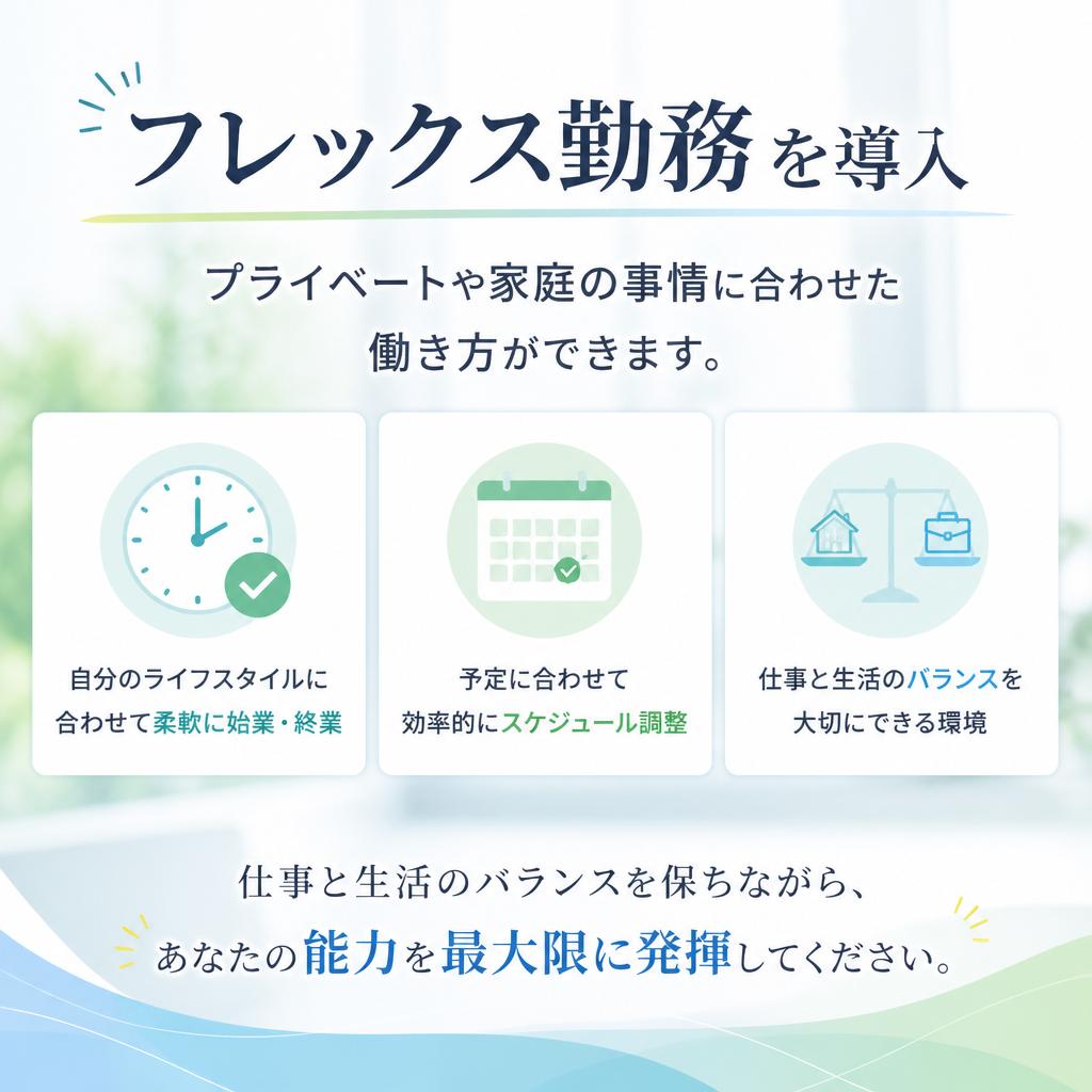 フレックス勤務であなたのライフスタイルに対応
