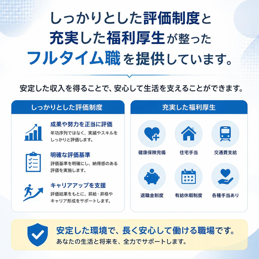フルタイムの安定した勤務