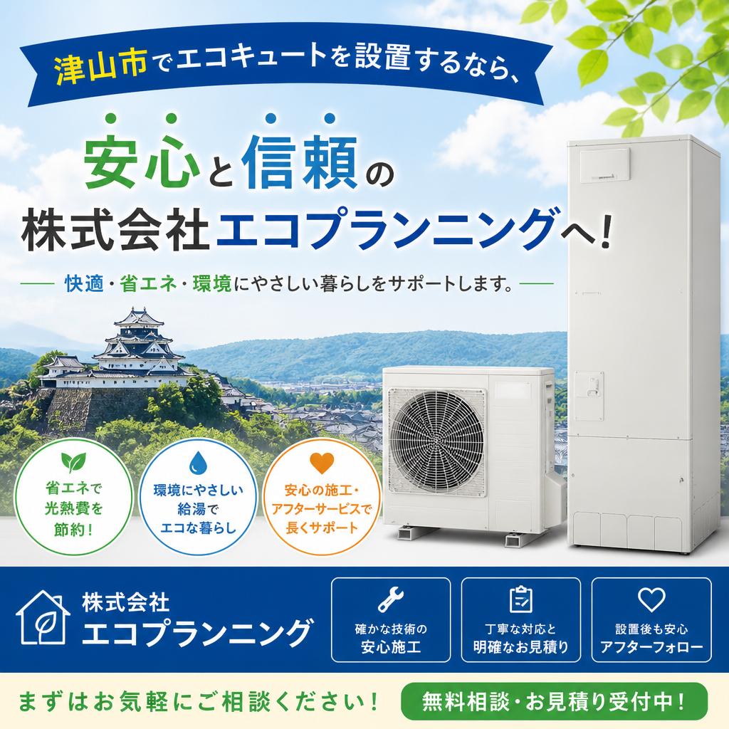 津山市でエコキュートを設置するなら、安心と信頼の株式会社エコプランニングへ！