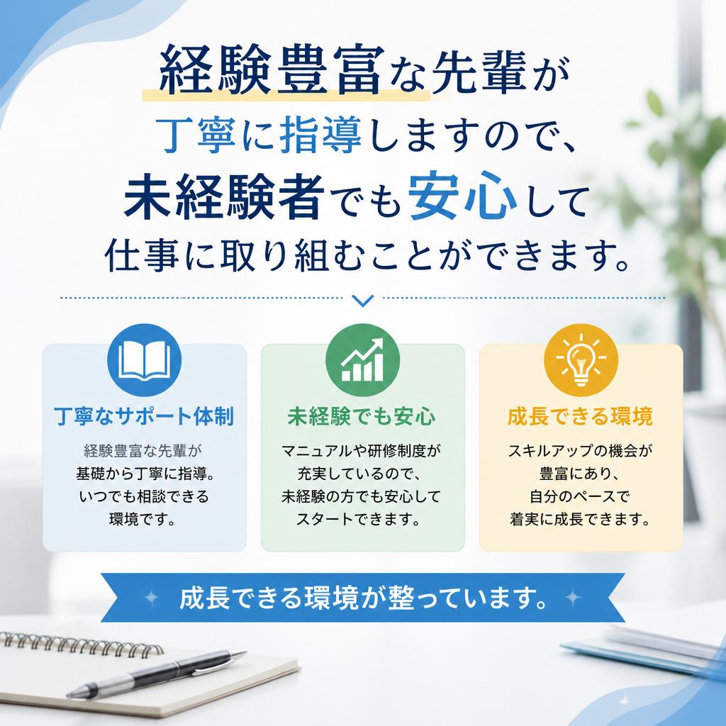 安心の指導体制で未経験者も成長